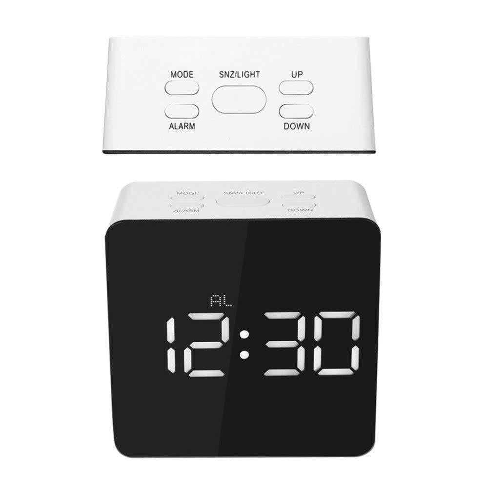 Digital LED multi-function mirror clock