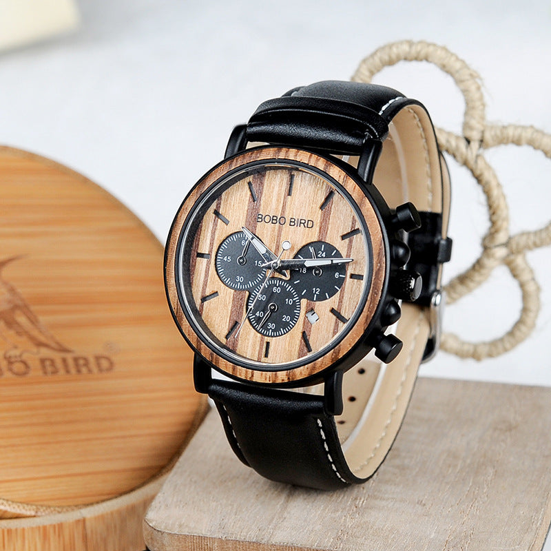 Wooden Watch GP009/10 Literary Male Youth Wooden Watch Luminous Watch