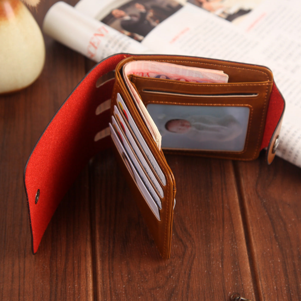 Wallet Large Capacity Men's Short Wallet Retro Hunter Wallet Large Capacity Buckle Wallet Factory Sales