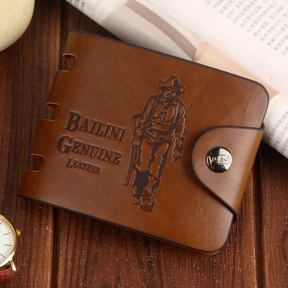 Wallet Large Capacity Men's Short Wallet Retro Hunter Wallet Large Capacity Buckle Wallet Factory Sales