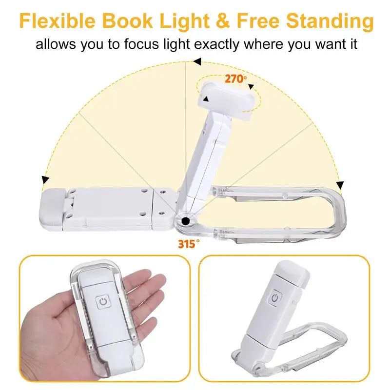 Mini LED Clip Book Light USB Rechargeable Book Reading Light Brightness Adjustable Eye Protection Portable Bookmark Read Light