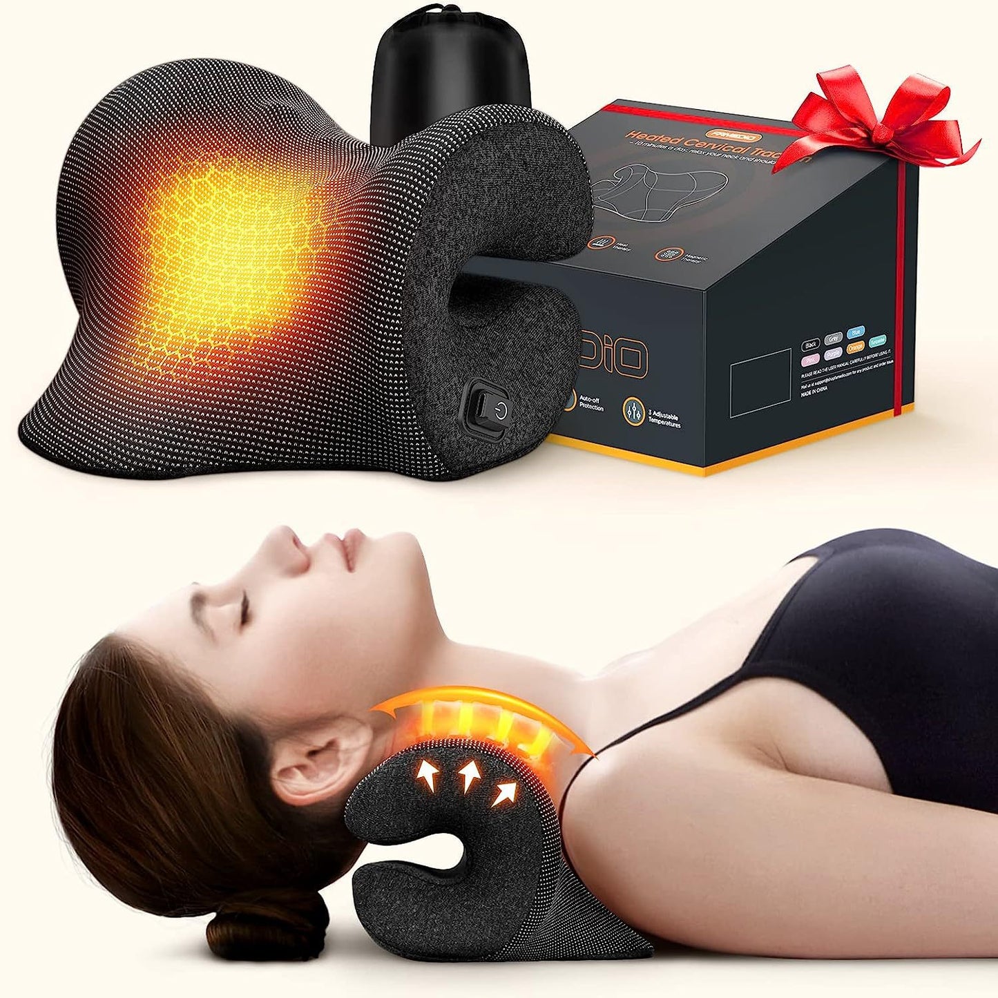 Heating Traction Pillow Sleep Cervical Pillow Pillow Neck Massage Finger Pressing Pillow Self-skinning