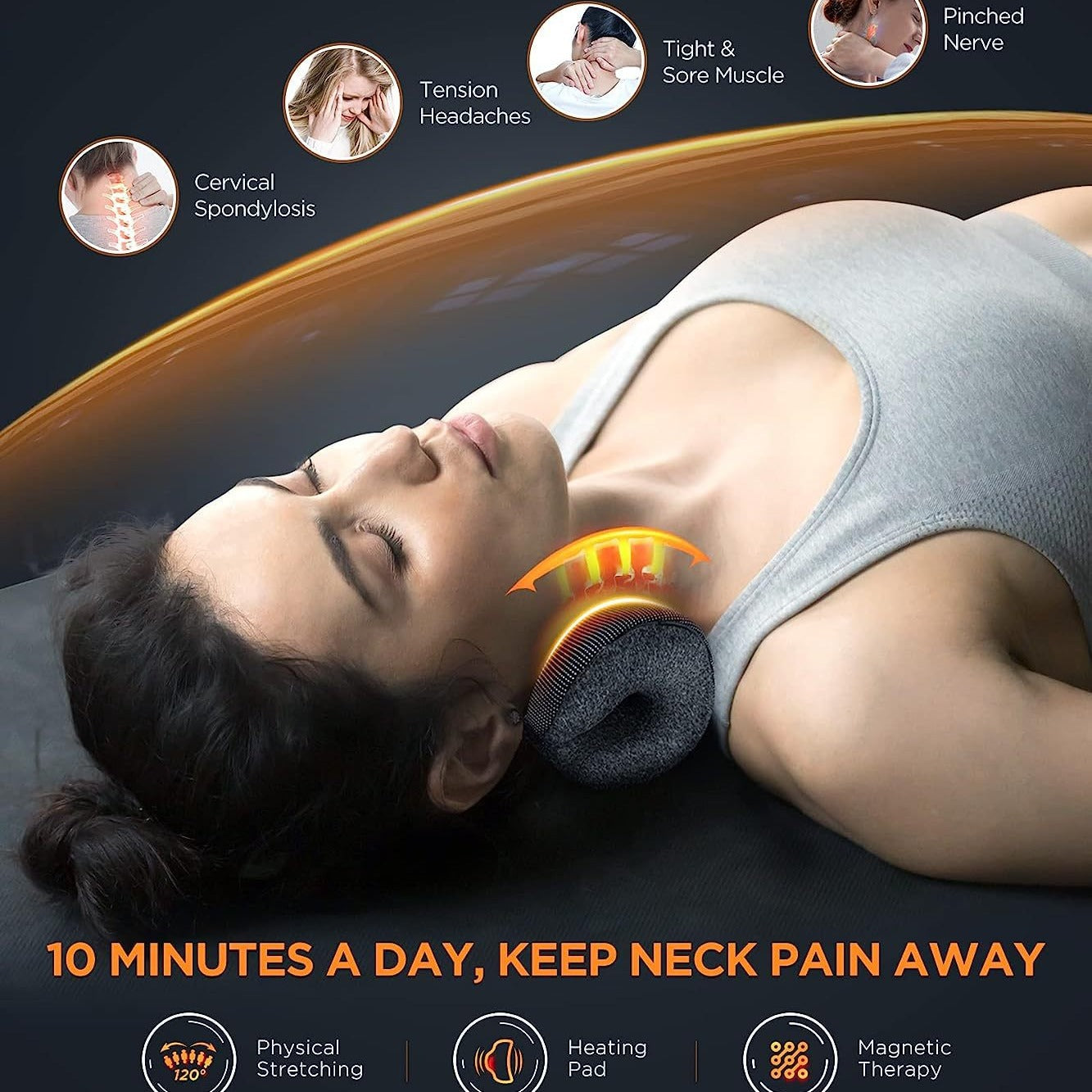 Heating Traction Pillow Sleep Cervical Pillow Pillow Neck Massage Finger Pressing Pillow Self-skinning