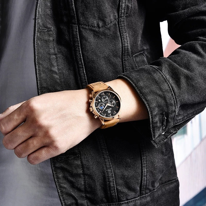 Watch Belt Multifunctional Waterproof Calendar Six-pin Calendar Business Men's Watch