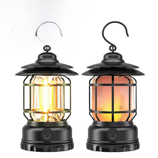 Hot Outdoor Camping Lamp Multi-function Camping Tent Lamp Retro Lantern Cob Rechargeable Portable Lamp Home